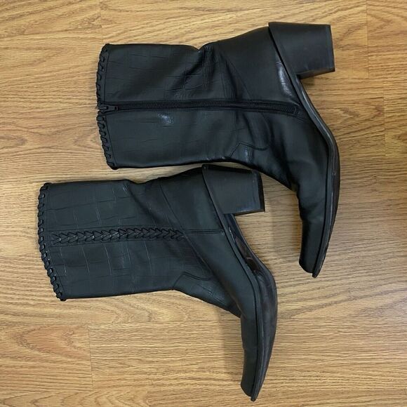 STUART WEITZMAN black crocodile leather western point toe boots size 8W - Picture 8 of 10